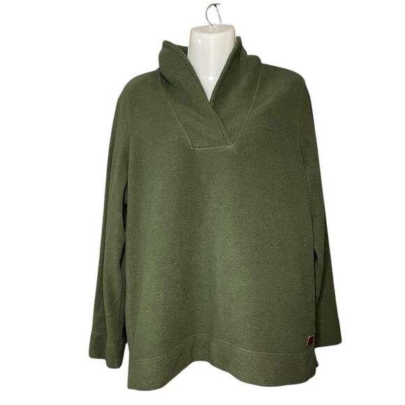 L.L. Bean Women's Size Large Olive Green Lightweight Fleece Pullover Sweater - Picture 1 of 5